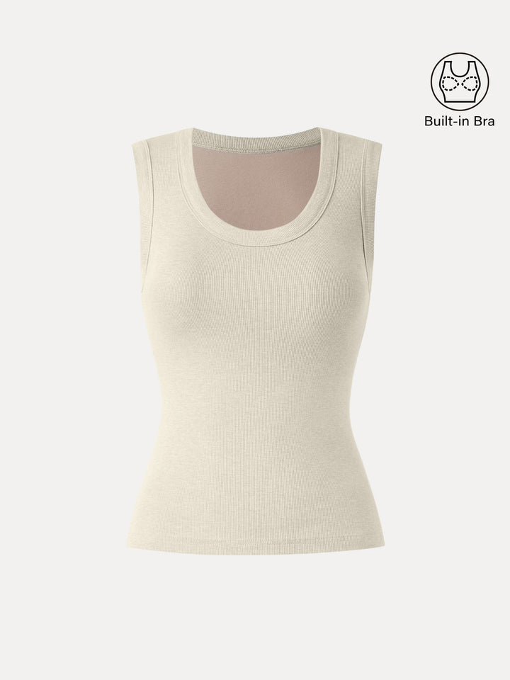 Stretch Cotton Scoopneck New Airy Brami Tank Lime Ivory XS