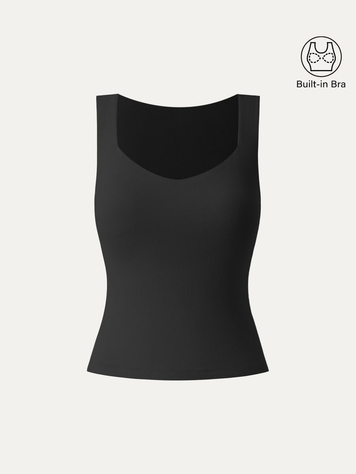 Diamond Neck Ribbed New Airy Brami Tank Black XS