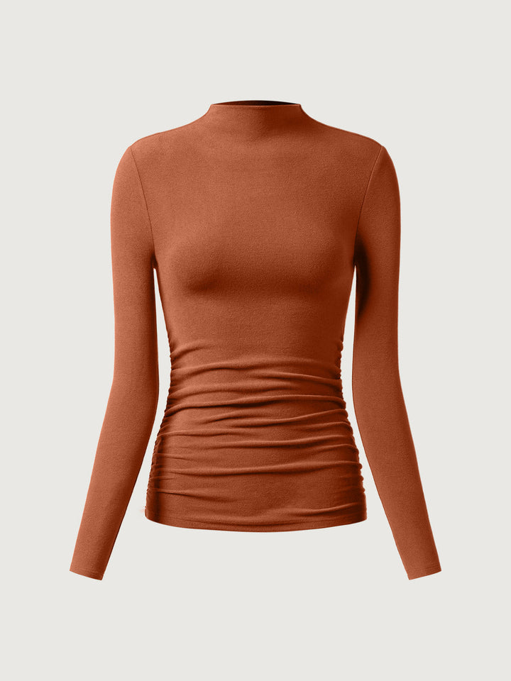 Thermal Ruched Sides Tuckable Mockneck Top Autumn XS