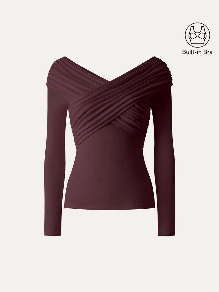 Ruched V-Neck Surplice Brami Ruby Red XS