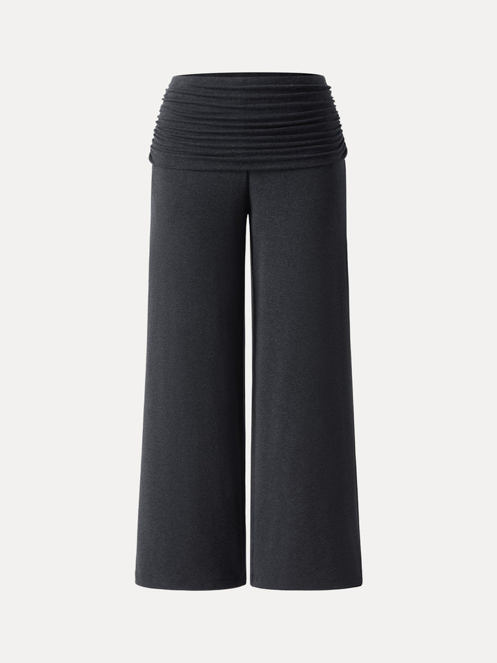 Non-Itchy Wool Blend Drapey Wide Leg Pull-on Pants with Pockets