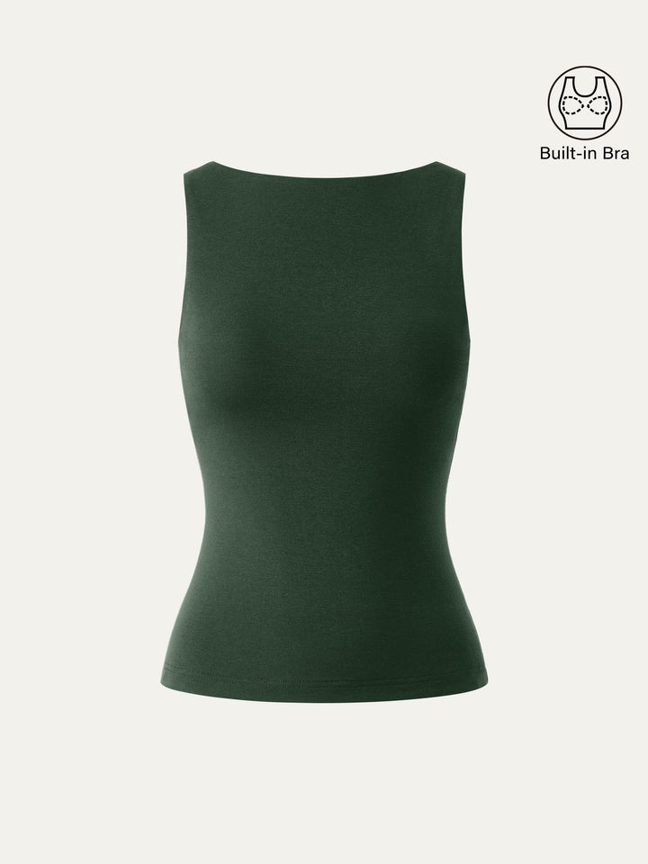 Stretch Cotton Boatneck Brami Tank
