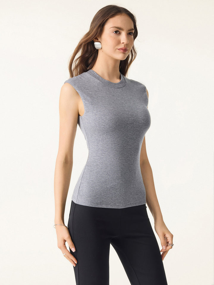 Lyocell Cashmere Crew Neck Wide Shoulder Brami
