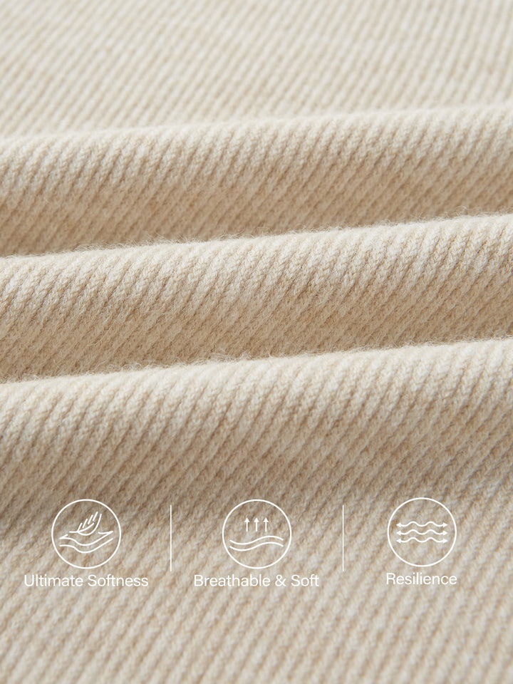 2Pcs Set Petite Double Waistband Straight Pants & V-Neck Batwing Sleeve Pullover