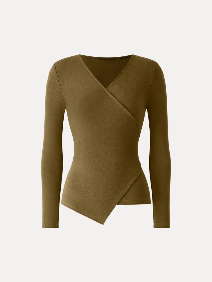 Surplice Skimming Long Sleeve Top Old Brass XS