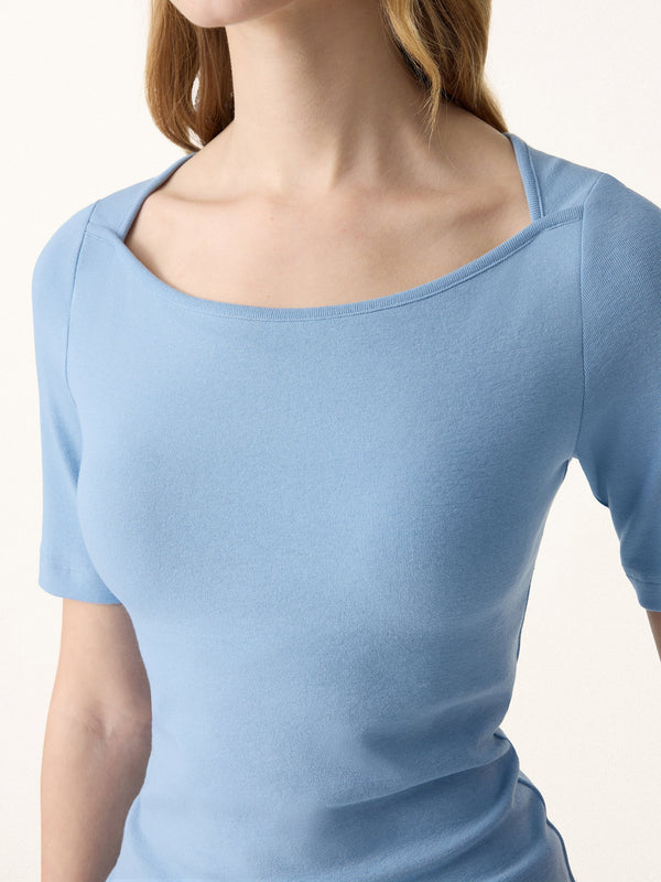OGLmove Cotton Lyocell Scoop Neck Short Sleeve Bra Top