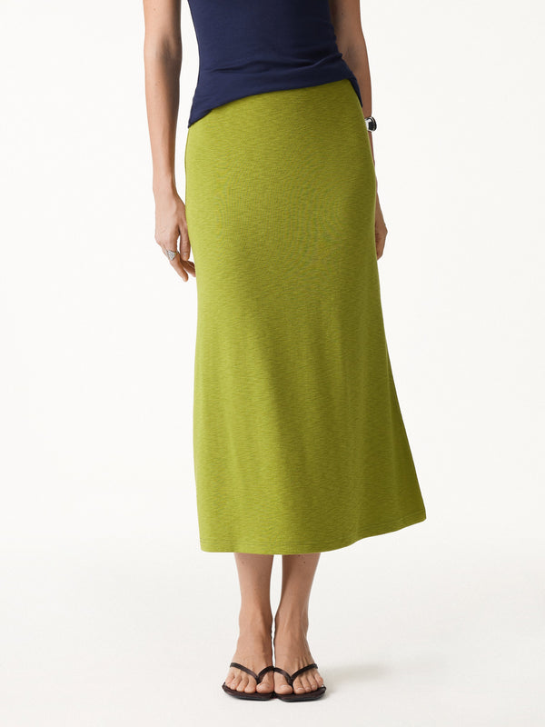 OGLmove Eco-Mousse® Side-Slit A-Line Midi Skirt Citrus Green XXS