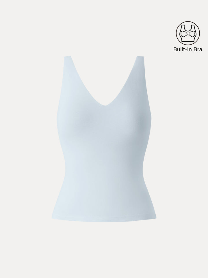 Essential V-neck Sleeveless New Airy Brami Tank Sky Glass XS