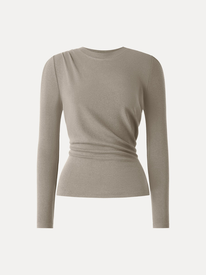 Light Warm Crewneck Tucked Top Griege XS