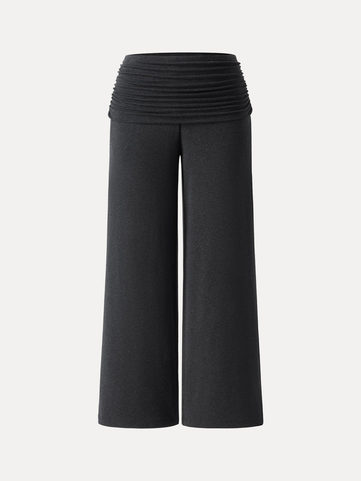 Non-Itchy Wool Blend Drapey Wide Leg Pull-on Pants with Pockets