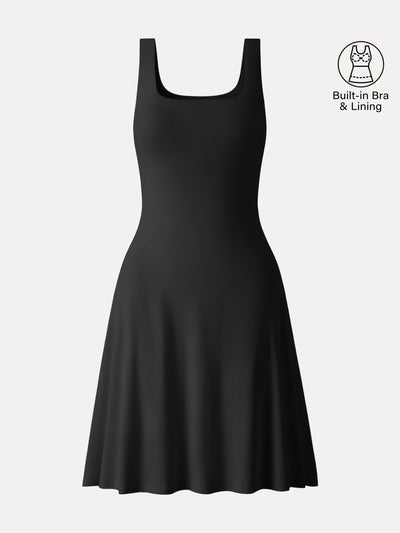 SkinKiss Cooling Square Neck Mini Bra Dress Black XS