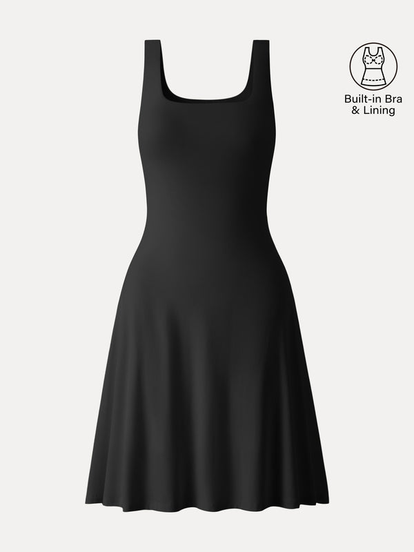 SkinKiss Cooling Square Neck Mini Bra Dress Black XS