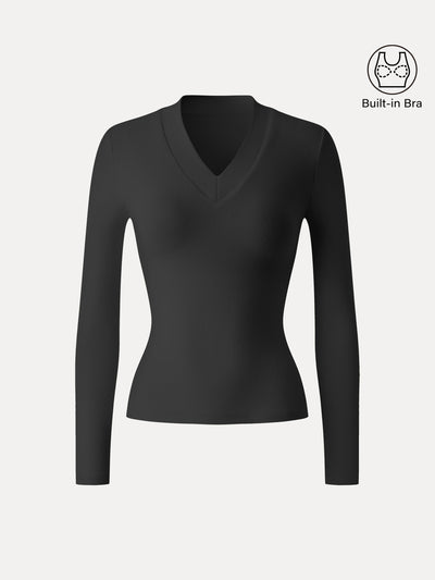 Essential V-neck Wide Binding Slimming Brami Top Black XS