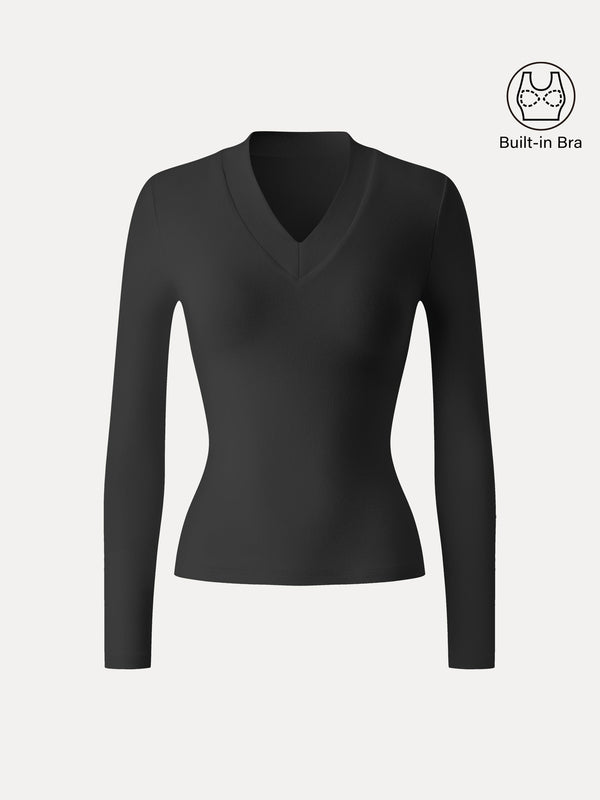 Essential V-neck Wide Binding Slimming Brami Top Black XS