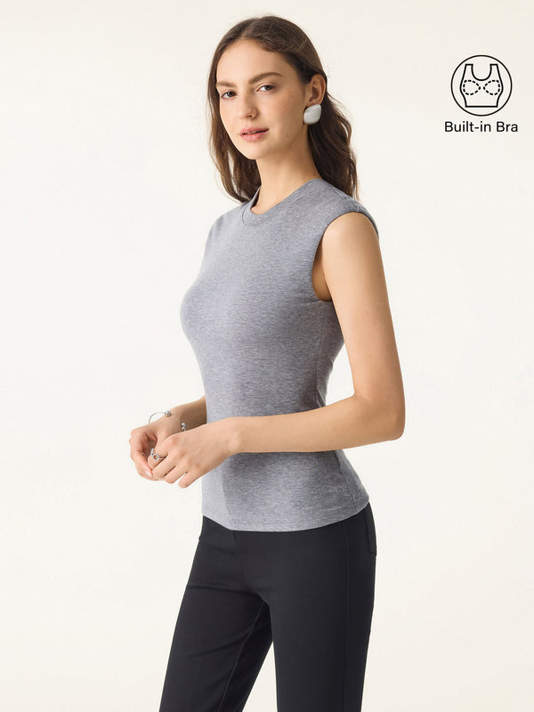 Lyocell Cashmere Crew Neck Wide Shoulder Brami