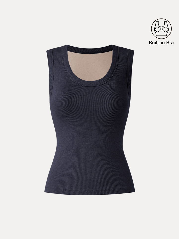 Stretch Cotton Scoopneck New Airy Brami Tank Smoky Navy XS