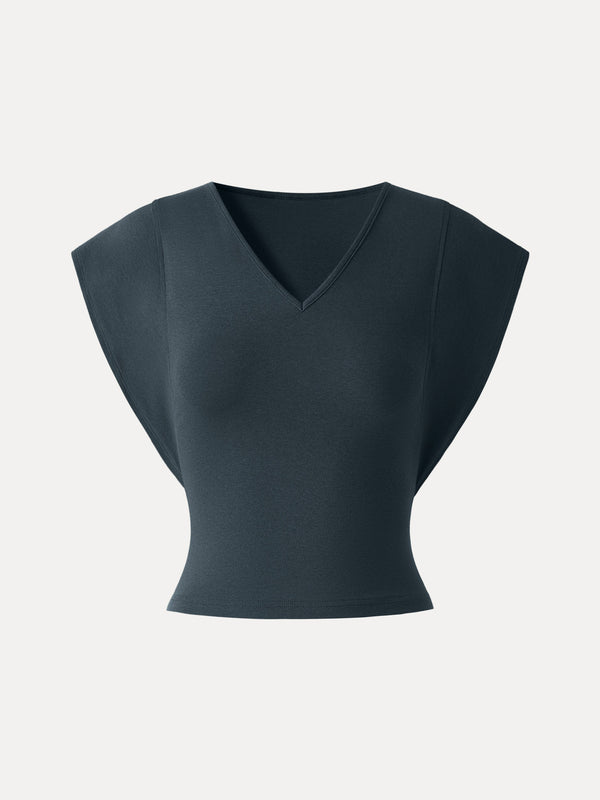 Cotton Lyocell V-Neck Summer Tee Yankees Blue XS