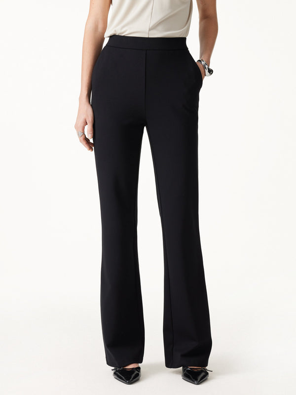 OGLmove Ponte High-Rise Slim Flared Pants with Pockets Pure Black XXS