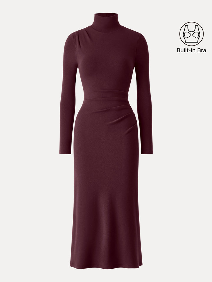 ProWarm Turtleneck Tucked Midi Brami Dress Ruby Berry XS