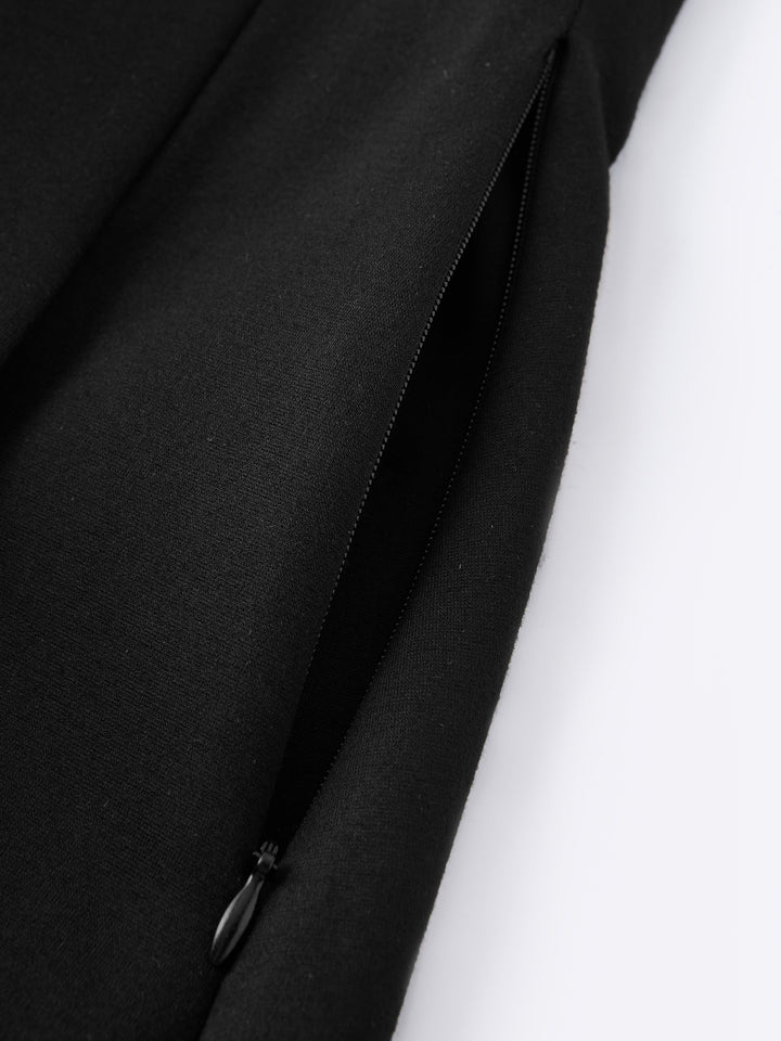 Wrinkle-Resistant A-line Tucked Pull-on Midi Skirt with Pockets