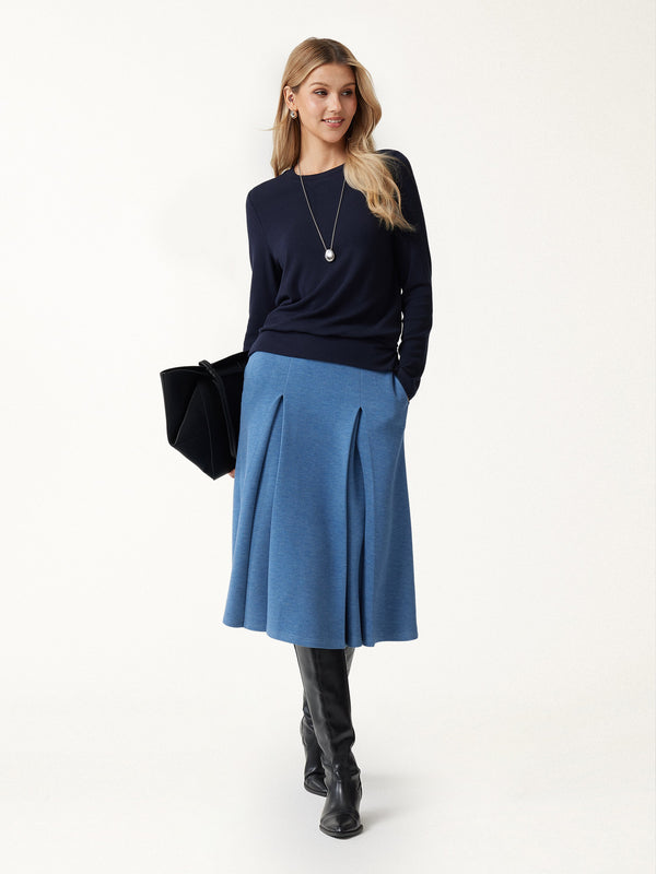 OGLmove LiteWarm Round Neck Long Sleeve Side-Slit Banded Hem Top