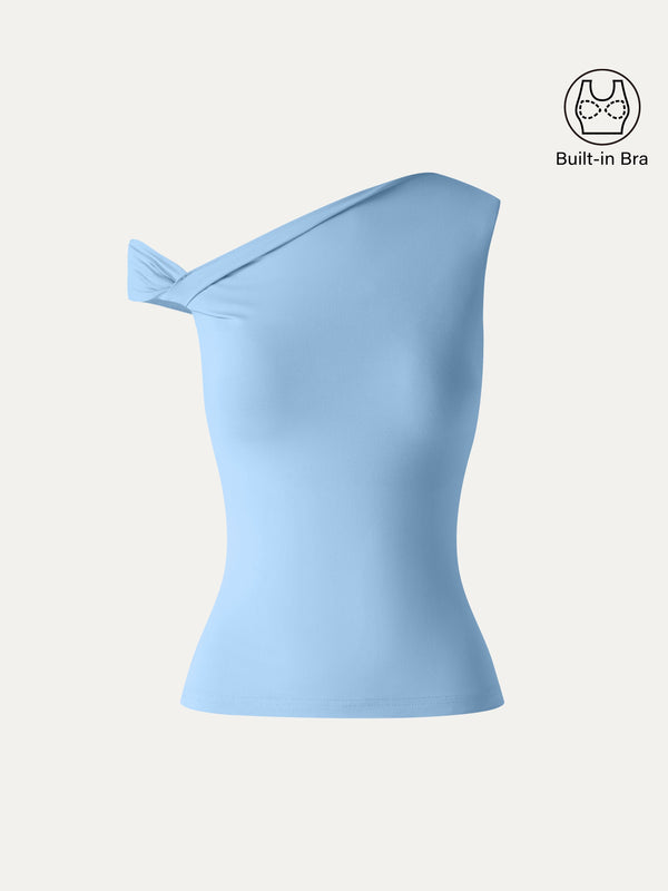 OGLmove SkinKiss Asymmetrical Shoulder Bra Top Placid Blue XS