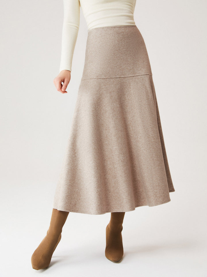 2Pcs Set Collared Surplice Top & Flared Maxi Skirt
