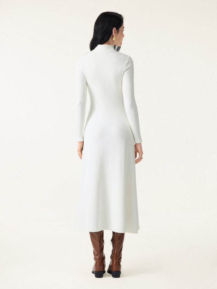 Mandarin Collar Frog Button Midi Brami Dress