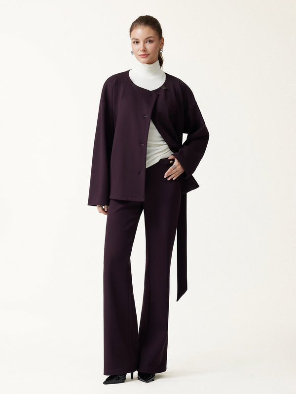OGLmove Bamboo-Blend Mid-Rise Flared Pants with Pockets