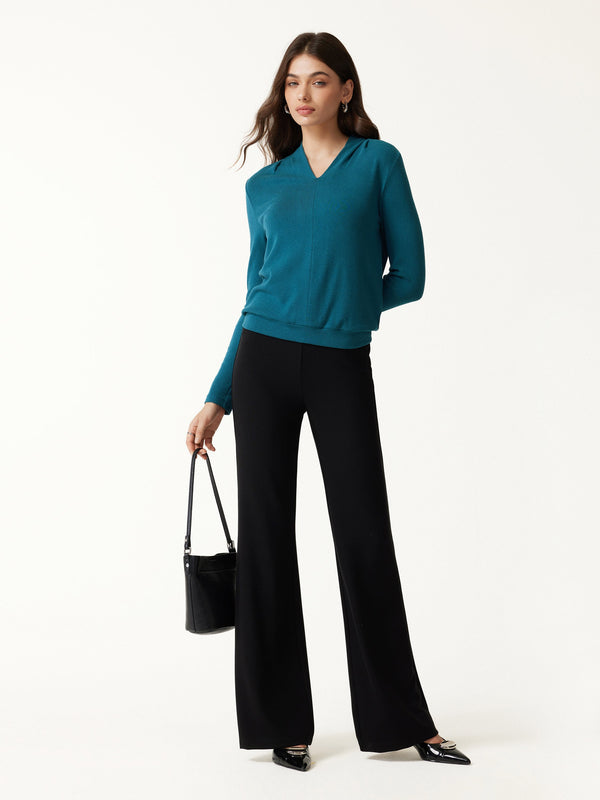 OGLmove LiteWarm V-Neck Long Sleeve Tucked Shoulder Top