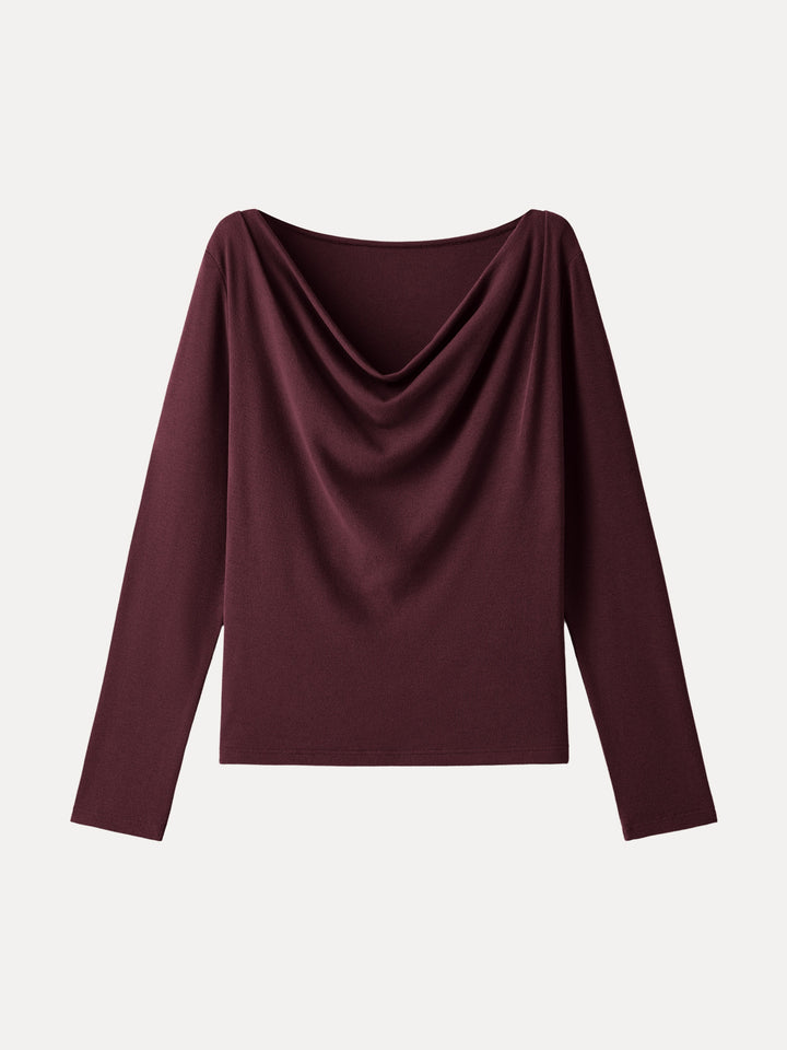 Effortless Cowl Neck Long Sleeve Top Ruby XS