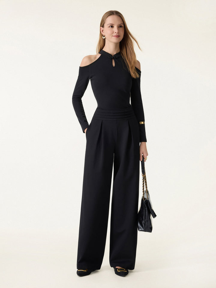 Cutout Shoulder Mandarin Collar Going-out Brami