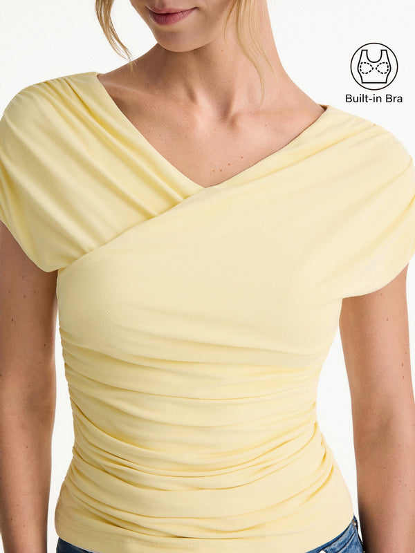 SkinKiss Surplice V-Neck Ruching Bra Top