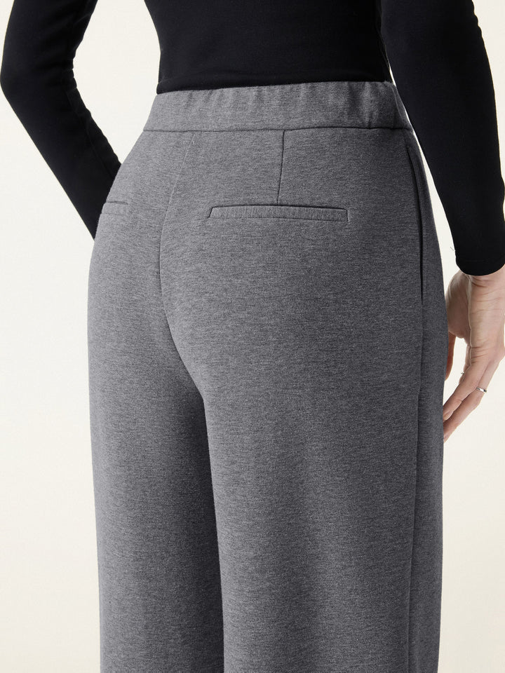 Cozy High Rise Wide Leg Tucked Pull-on Pants with Pockets