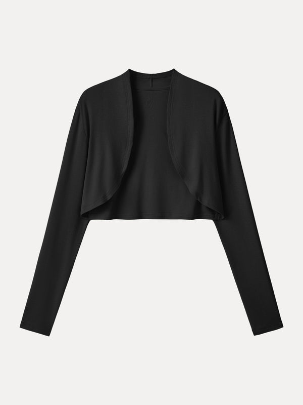 OGLmove Non-Itch Linen Knit Cropped Cardigan Black XS