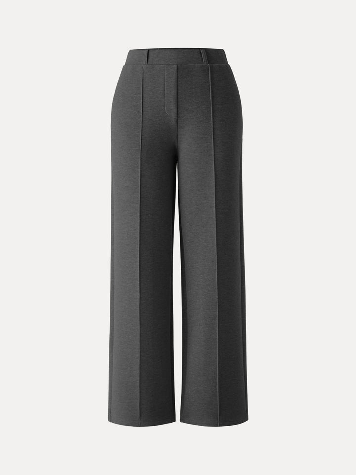 High Waisted Straight Leg Pull On Pant Petite Deep Grey