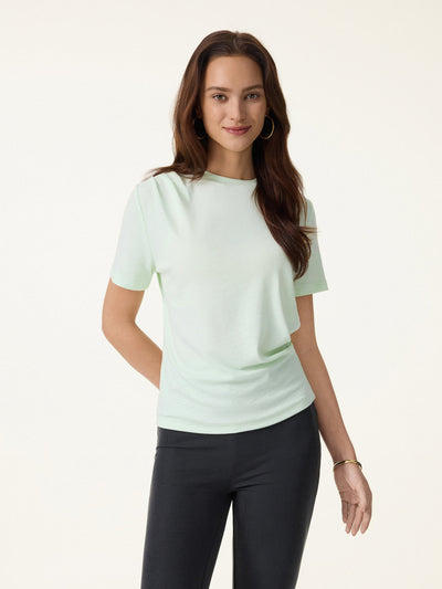 Cotton Viscose Round Neck Tucked Summer Tee Ambrosia Green XS