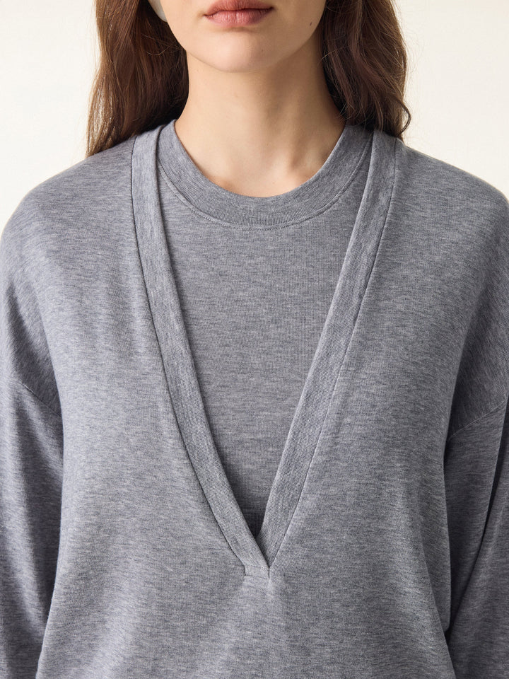Lyocell Cashmere V-neck Drop Shoulder Top