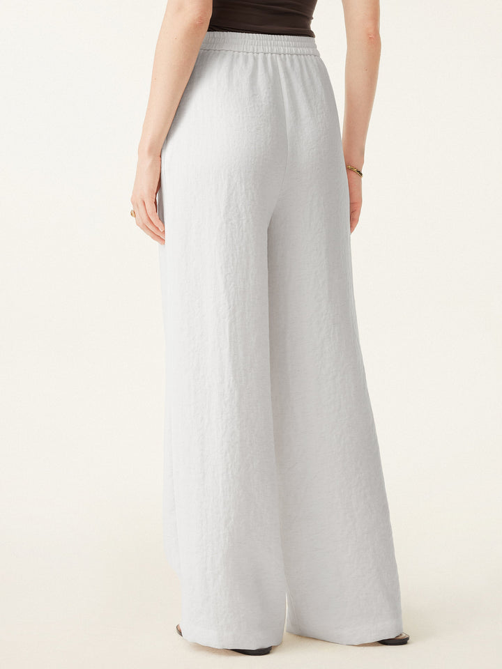 Breezy Linen Mid Rise Wide Leg Pant with Pockets