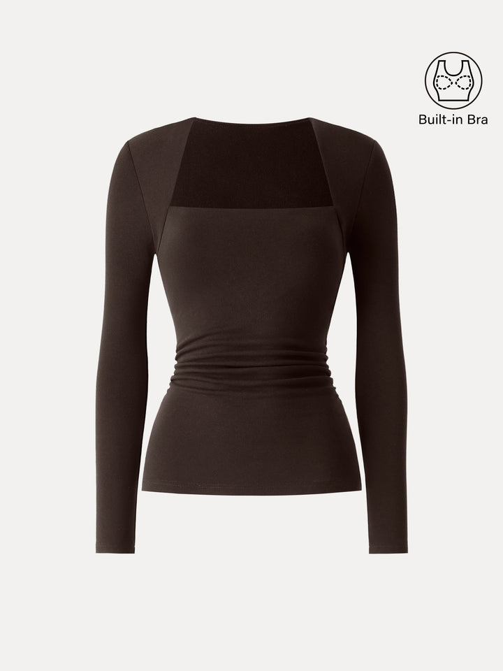 Angular Square Neck Side Ruched Brami Espresso Shut XS