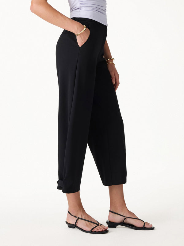 OGLmove Ponte High-Rise Cropped Wide-Leg Pants with Pockets Black XS