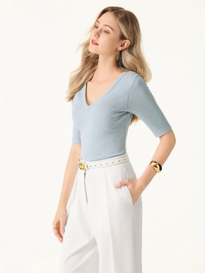 Essential V-neck Elbow Length Sleeve Brami
