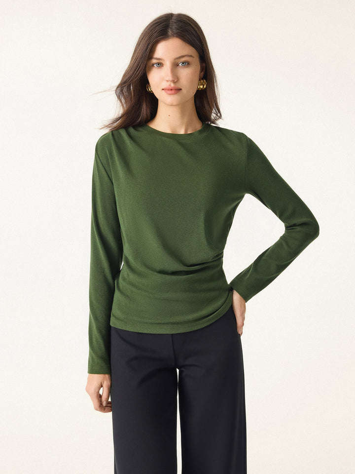 Light Warm Crewneck Tucked Top