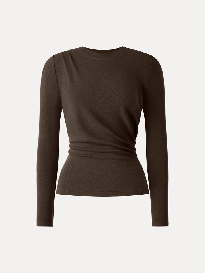Light Warm Crewneck Tucked Top Espresso XS