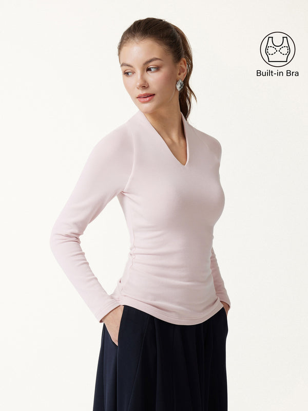 OGLmove ProWarm V-Neck Built-In Bra Top 2.0 Misty Rose XXS