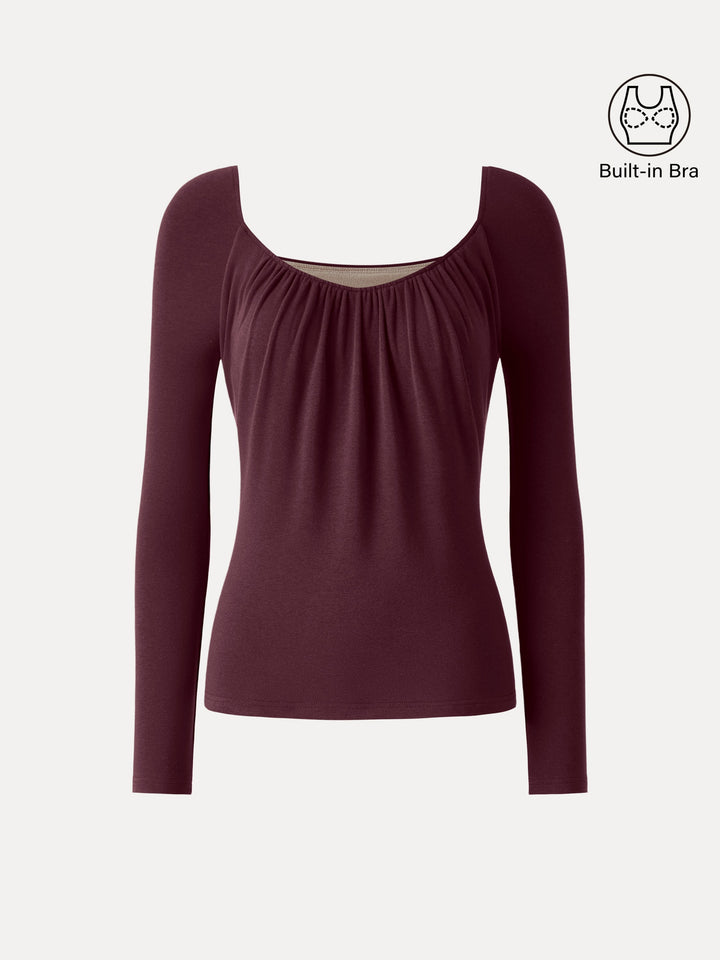 ProWarm Ruched Scoop Neck Long Sleeve Brami