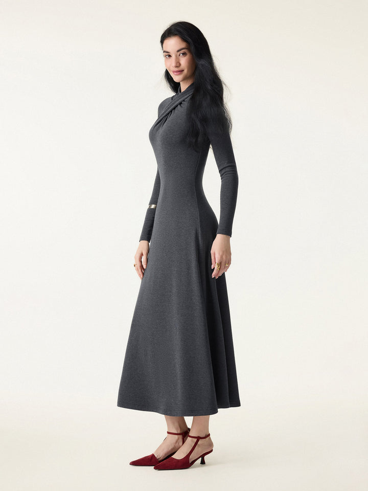 ProWarm Twisted Mockneck Midi Dress