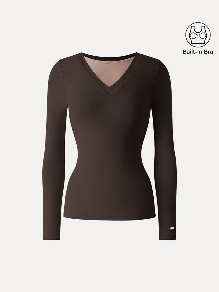 LiteWarm V-Neck Long Sleeve Brami Espresso Shut XS