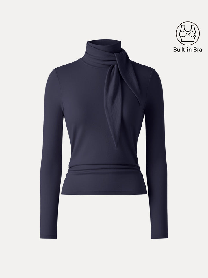 Ruched Long Sleeve Brami with Scarf Universe Navy XS