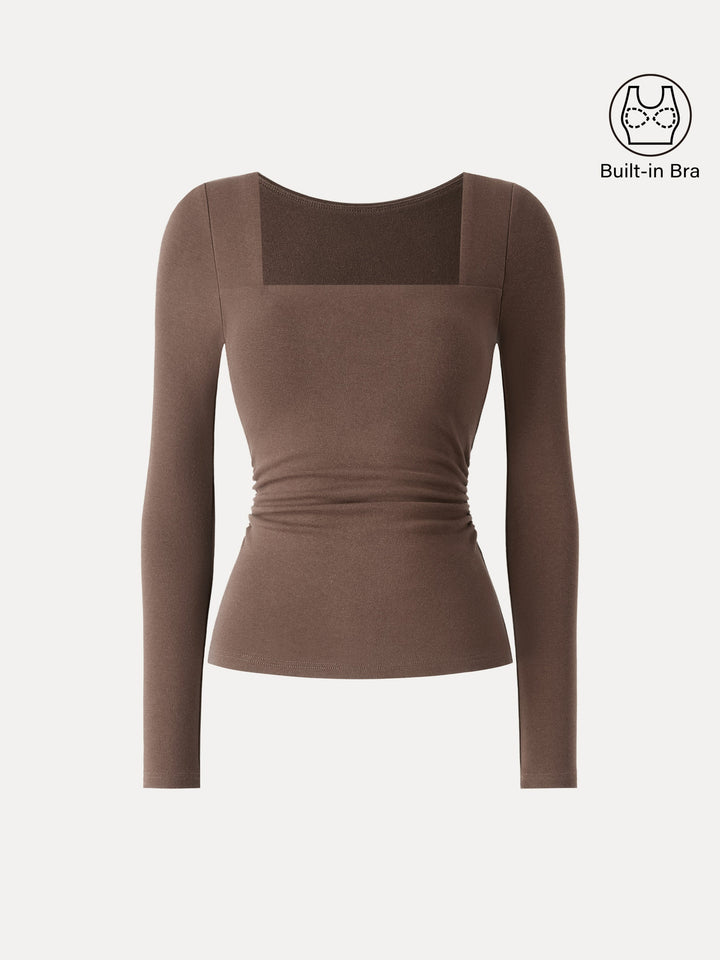 ProWarm Square Neck Side Ruched Brami Mocha XS